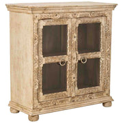 Credenza artigianale in legno con 2 ante beige, 97x43x100h cm