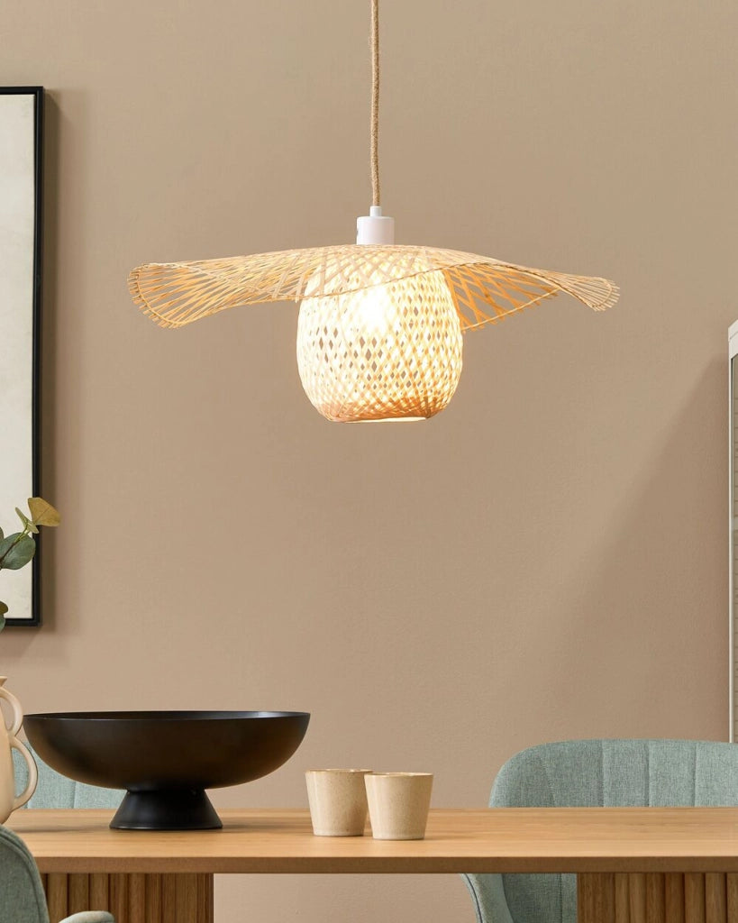 Lampada a sospensione in legno Bambù Legno Boho Design Luce a sospensione Illuminazione Moderna Soggiorno Sala da Pranzo