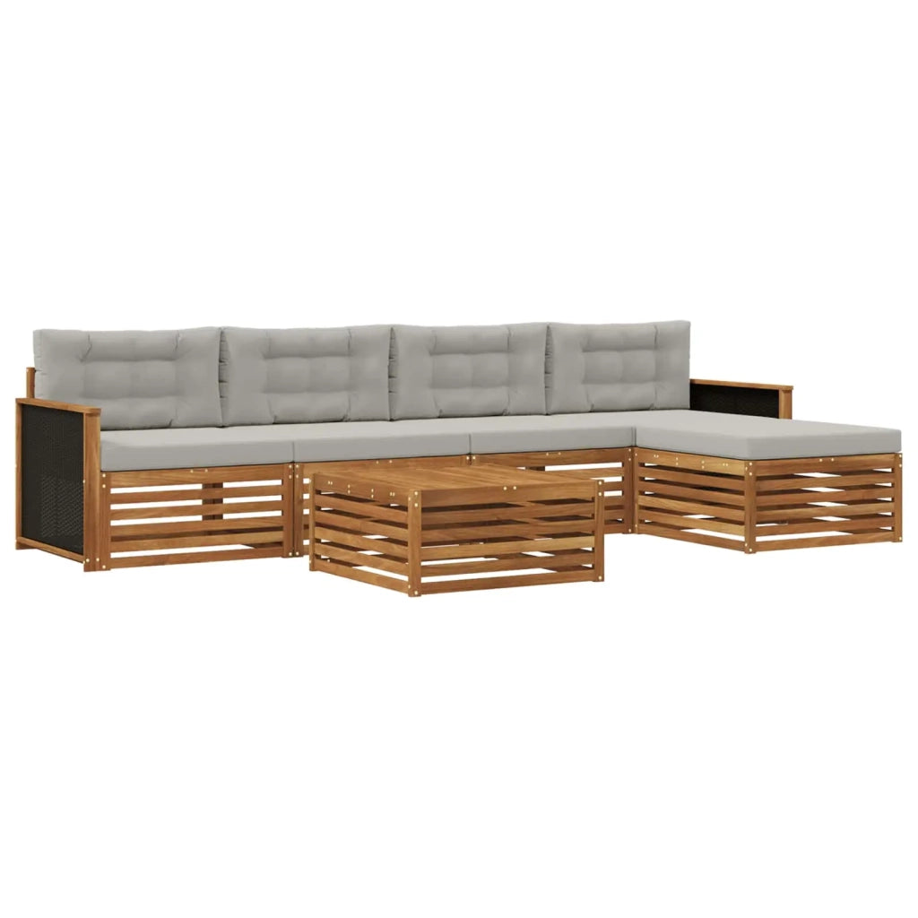 Set di divani da esterno 6 pz Naturale e Grigio Chiaro 3383254