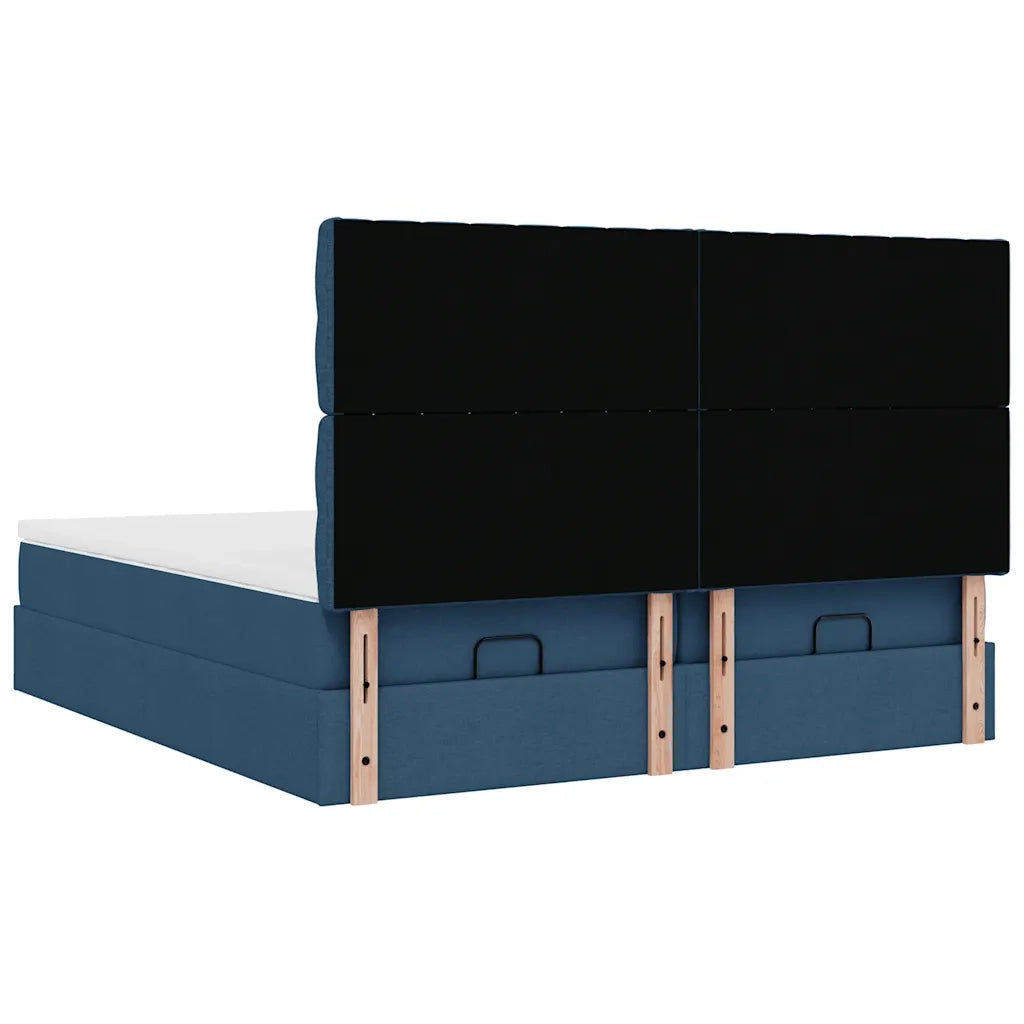 Struttura Letto Pouf con Materassi Blu 180x200cm in Tessuto 3314568