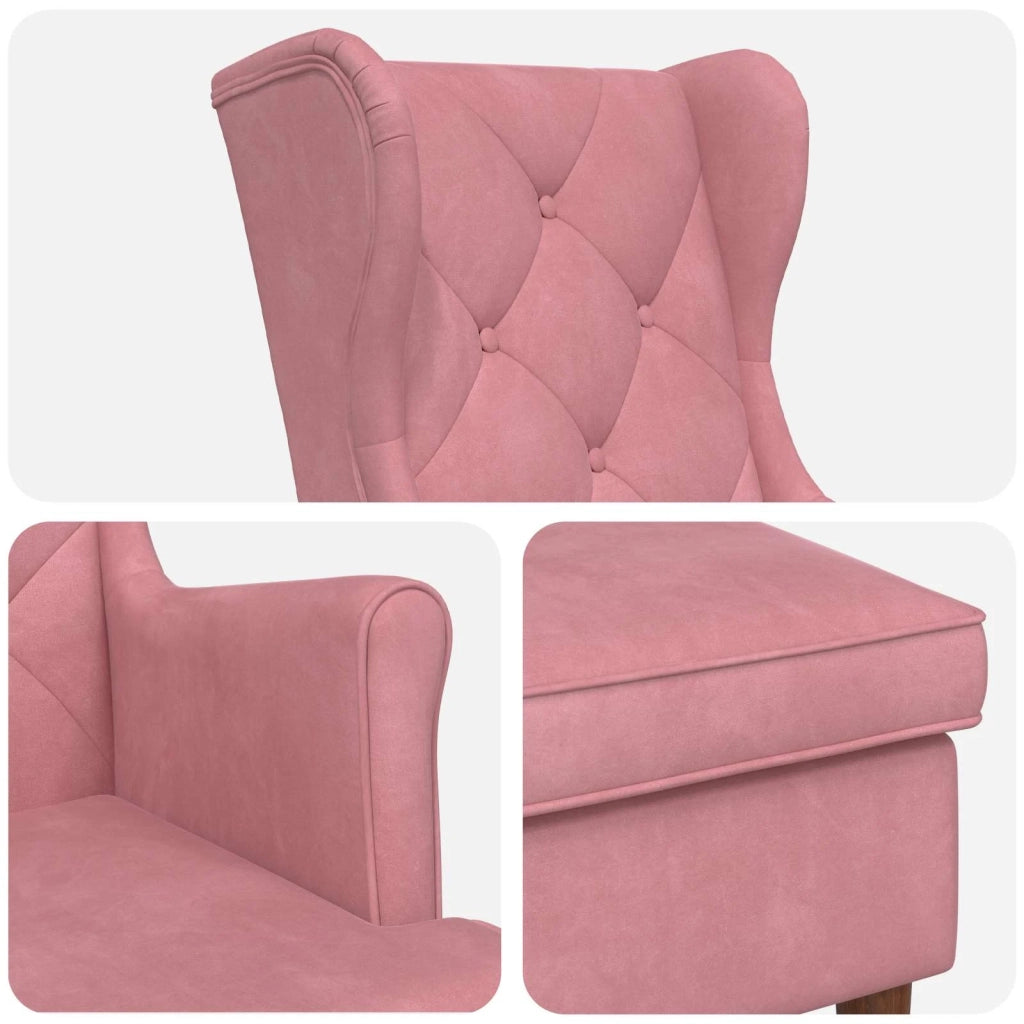 Poltrona con Ottomano 2 pz Rosa Velluto 3418850