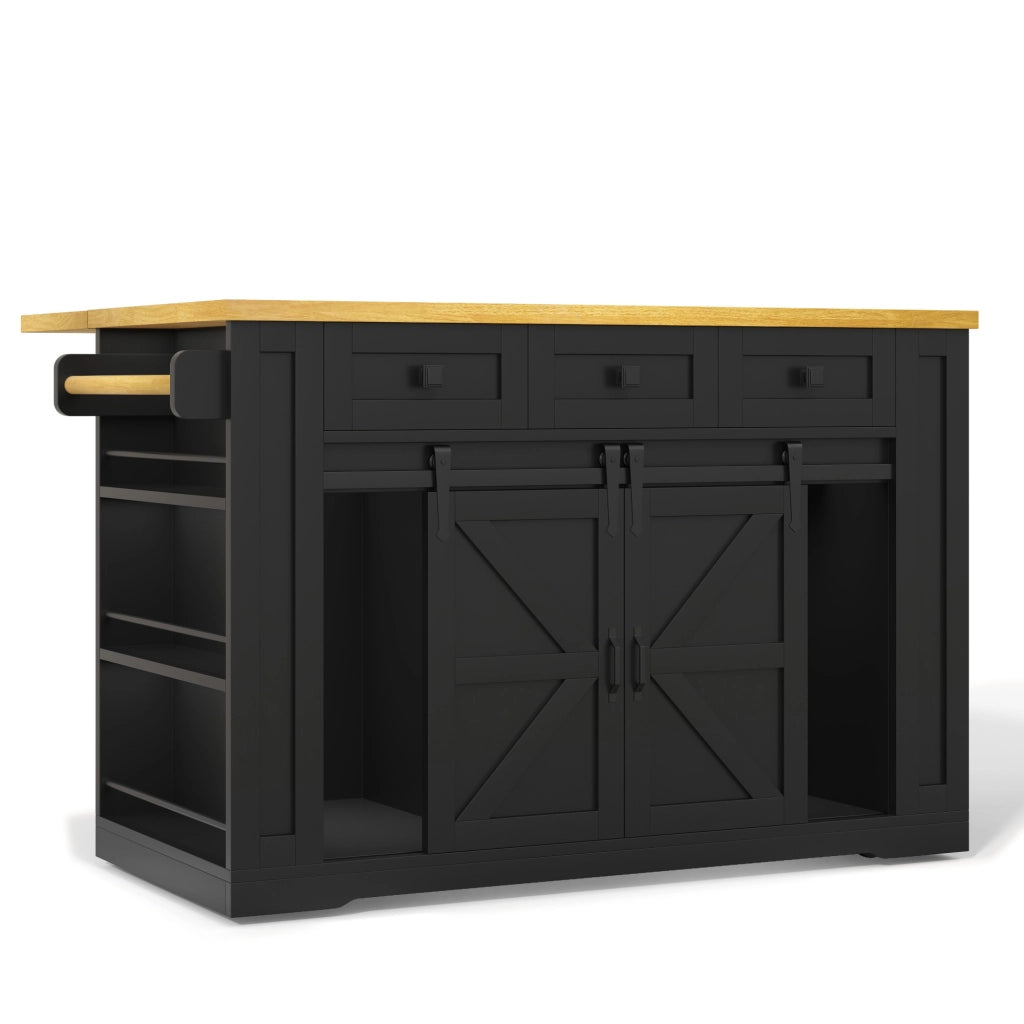 Carrello da cucina con piano pieghevole, 3 cassetti, prese integrate e ripiani, per cucina, 130 × 50 × 87 cm