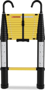 Scala Telescopica Alu 3,8m con Meccanismo di Raddrizzamento Automatico - Colore Giallo Nero