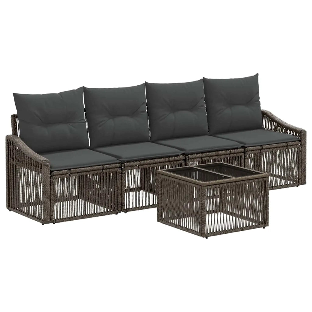 Set Divano da Giardino 5 pcs Grigio polyrattan 3435932