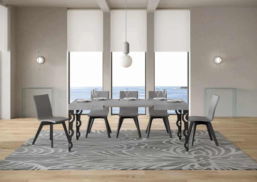 Tavolo Allungabile 110-194x70x77 cm Karamay Cemento e Antracite
