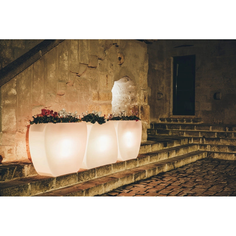 Vaso luminoso moderno di design 100x31 H80 in polimero resistente con LED bianco per interno ed esterno - Made in Italy - Monacis
