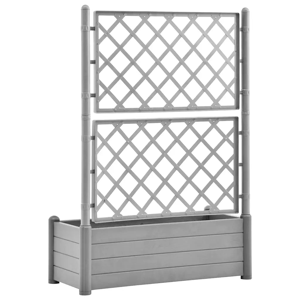 Fioriera da Giardino e Graticcio-Vaso da Esterno-Vaso con Griglia 100x43x142 cm PP Grigio Pietra