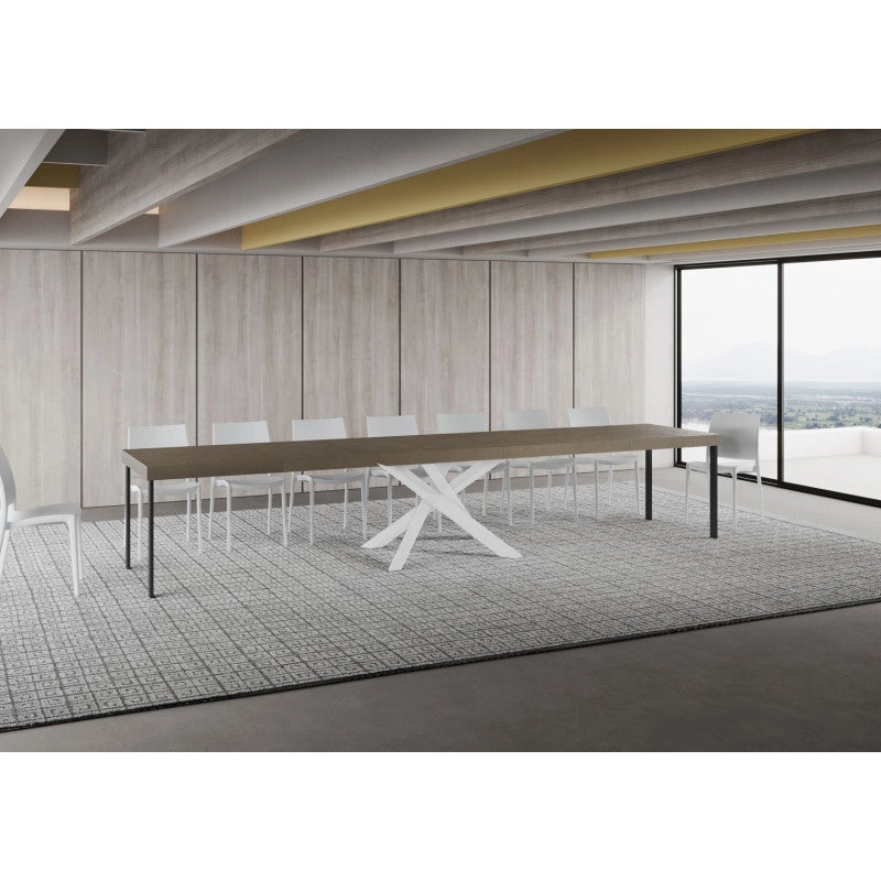 Tavolo allungabile 160/420x90 cm Volantis Premium telaio Bianche - Tortora