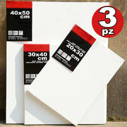 Trade Shop - Set Kit 3 Tele Tela Per Dipingere Canvas Rettangolare Disegno Arte Pittura -