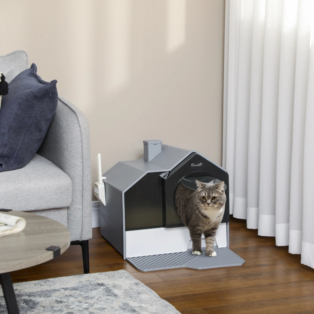 Arenero per Gatti Chiuso con Cassetto Estraibile ¨C Zephmum ¨C 47x45x42 cm Grigio