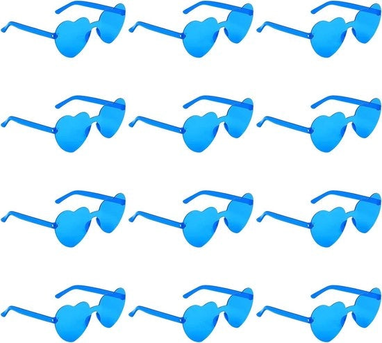 Occhiali da Sole a Forma di Cuore con 12 pezzi - Occhiali da Donna in Stile Party con Disegno di Cuore Trasparente