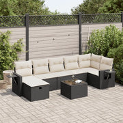 Set Divani da Giardino con Cuscini 8 pz Nero in Polyrattan