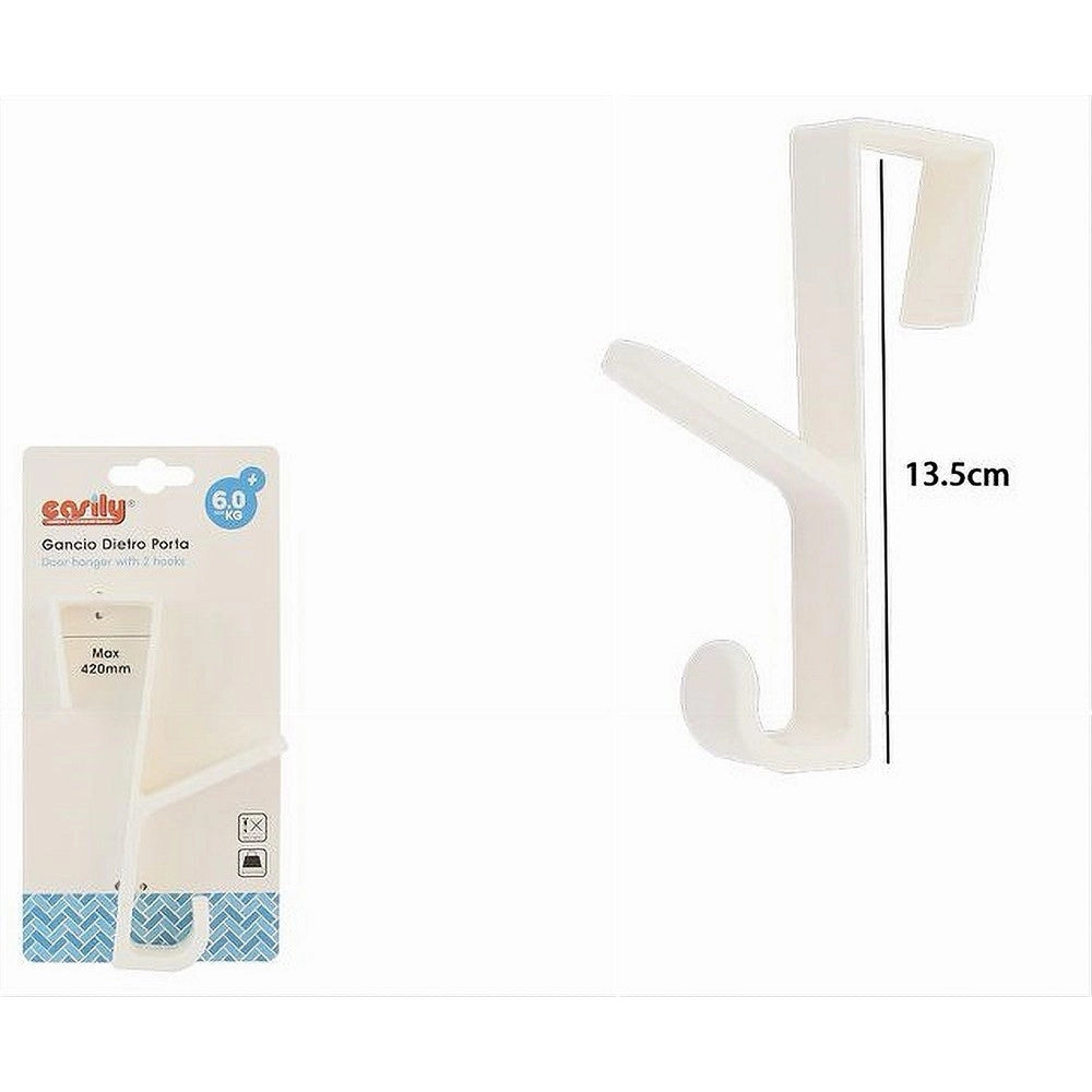 Trade Shop - Gancio Dietro Porta Doppio Appendere Asciugamani Vestiti Bagno Casa Bianco 87020 -