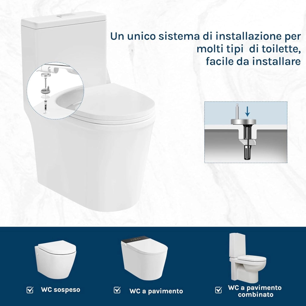 Copriwater Sedile WC Coperchio con Chiusura Ammortizzata Soft Close Toilet Seat Bagno in Plastica Bianco Forma di D