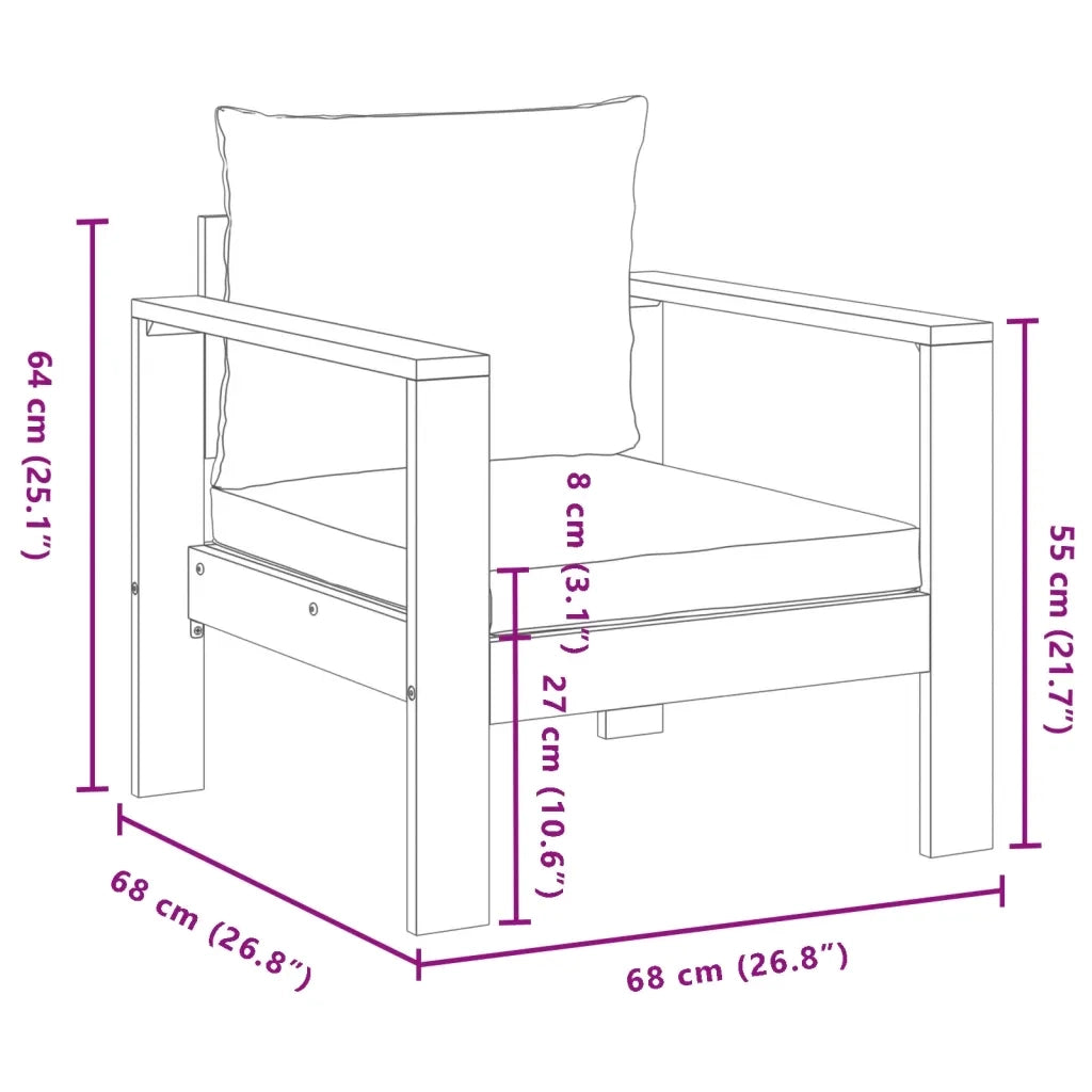 Set Divano da Giardino 5 pz con Cuscini Legno Massello Acacia