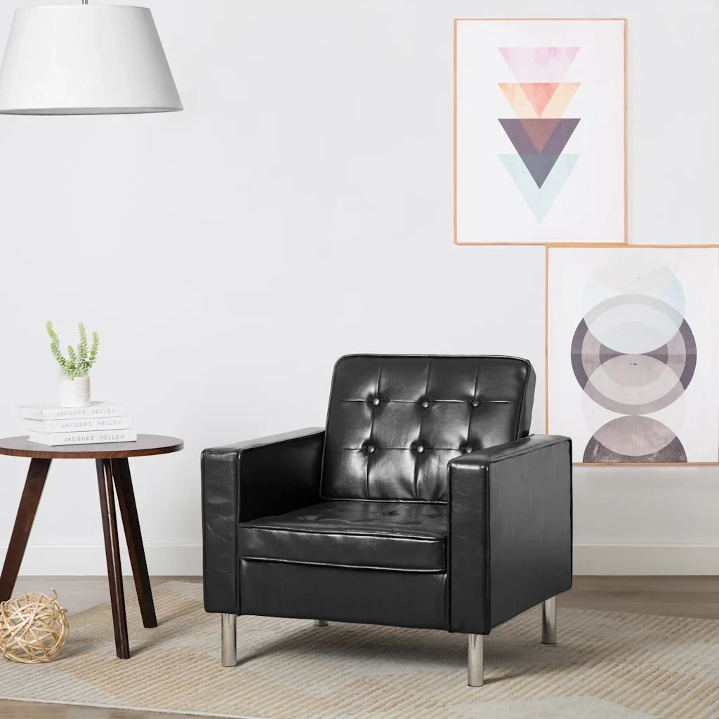 Divano Sedia-Poltrona Nera 75x70x75 cm Similpelle