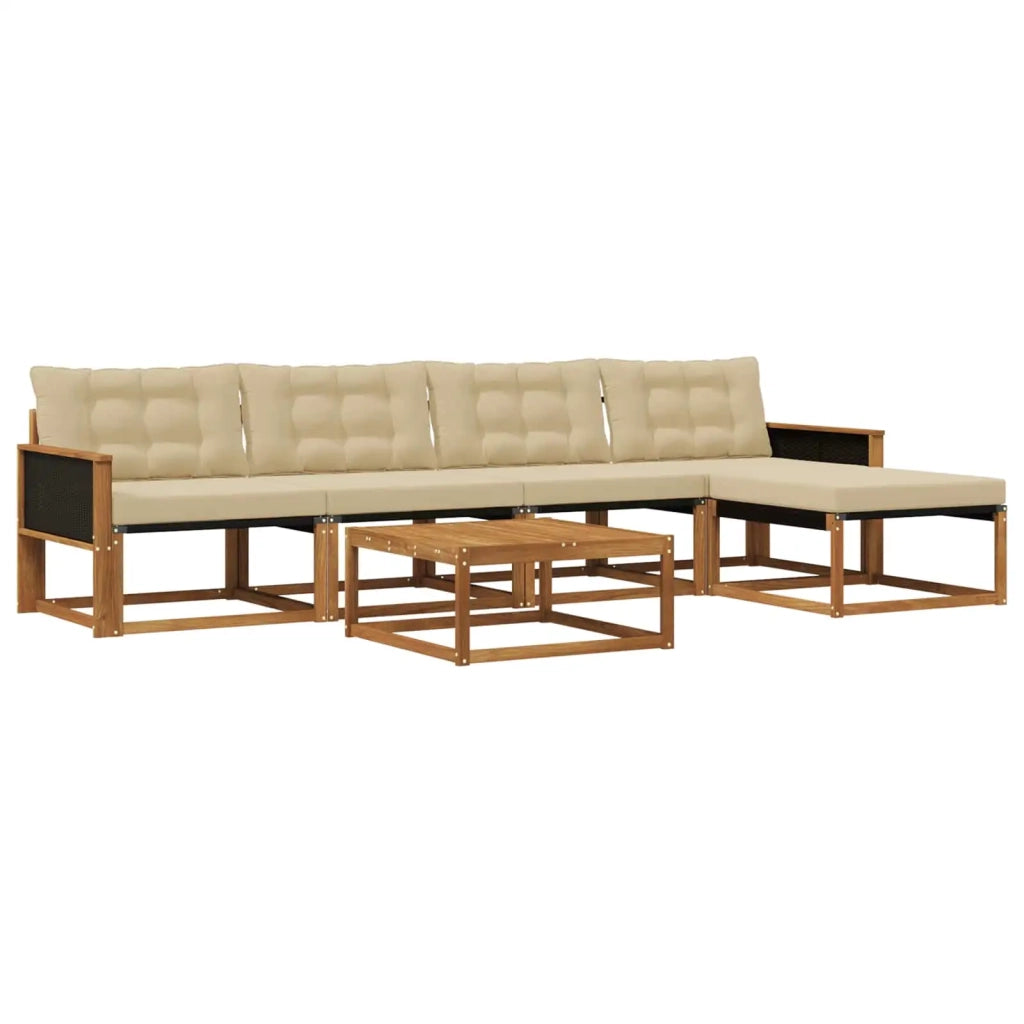 Set di divani da esterno con cuscino 6 pcs Naturale e Beige 3381369