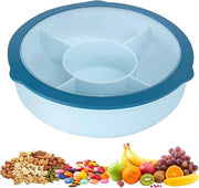 Snackbord trasparente a 5 vaschetti con coperchio - plastica - contenitore per snack, caramelle, noci - blu