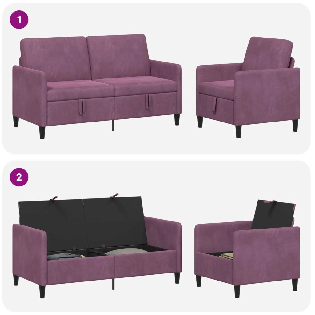 Set di Divani con Storage 2 pz Viola Poliestere 3429203
