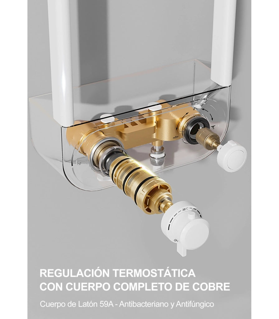 Colonna Doccia-Bagno Termostatica LH-198 | Corpo Rubinetto in Rame | Display LED Digitale e Orologio