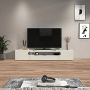 WHOUS Mobile porta TV Real con 2 ante laterali 1 ribalta e 1 vano aperto cashmere 240x40x40 cm