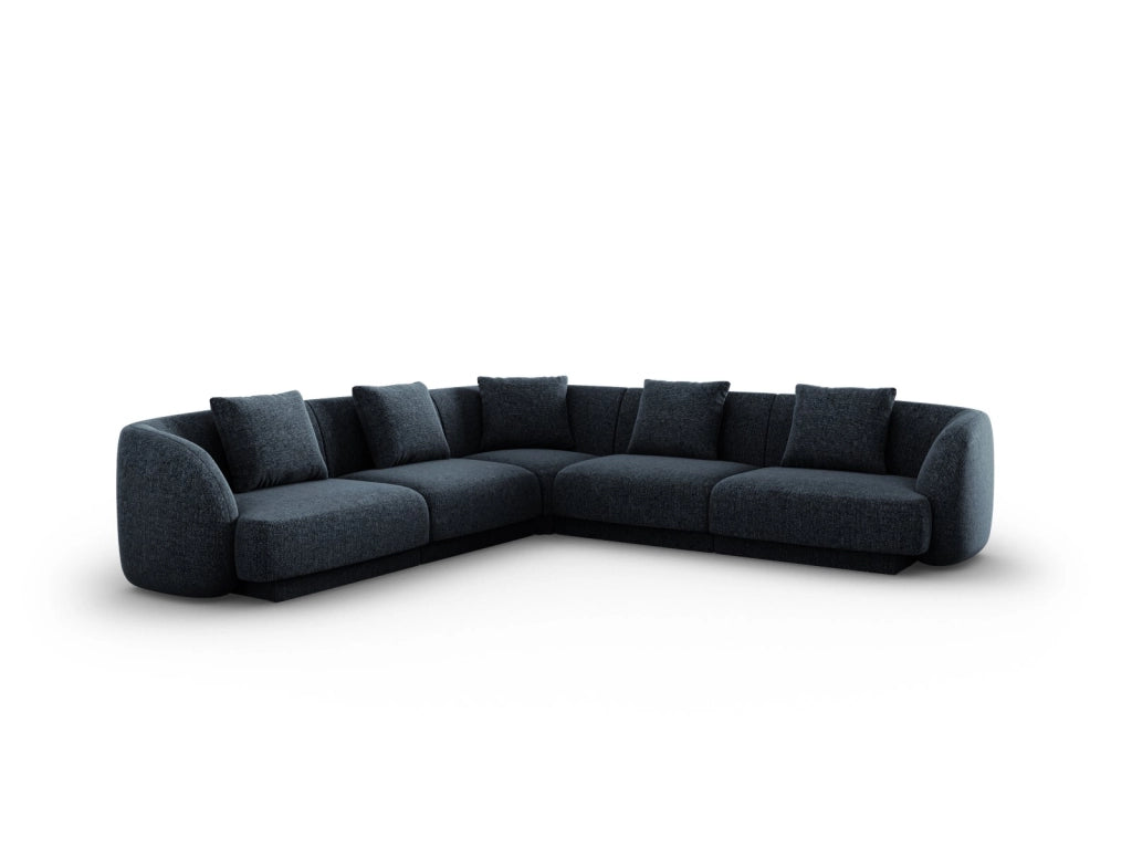 Cosmopolitan Design - Divano angolare reversibile "Tulum" 5 posti in ciniglia blu reale 