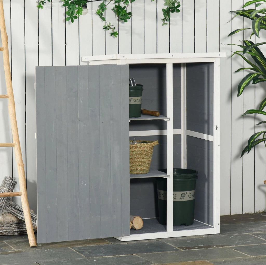 Armadio da esterno 75x56x115 cm nero in legno; 2 ripiani con serratura