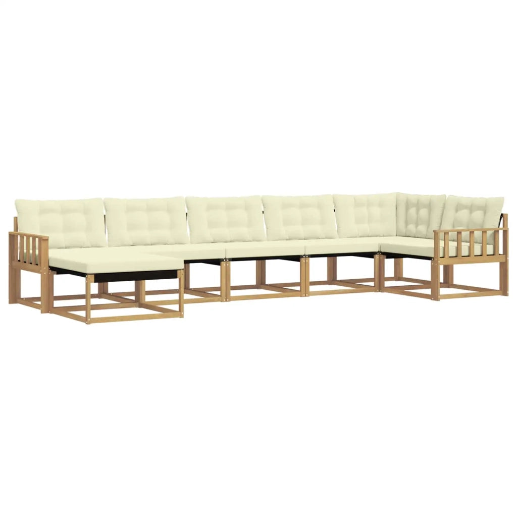 Set di divani da esterno con cuscino 7 pcs Bianco e Crema