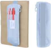 Etui portatile, penne e note, piccolo contenitore con cinturino elastico regolabile, contenitore per agenda, scuola e ufficio, blu