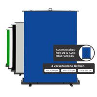 Fondale fotografico a rullo blu 165 x 220 cm, sfondo avvolgibile con supporto, sistema per studi fotografici, pannello ingualcibile per fotografia