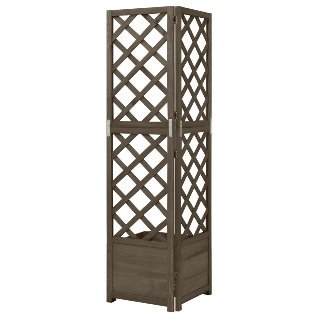 Fioriere | Traliccio ad Angolo Grigio 40x40x150 cm in Massello di Abete
