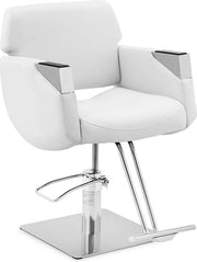 Sedia per barbiere con sostegno per piedi - 480 - 630 mm - 200 kg - Argento, Bianco