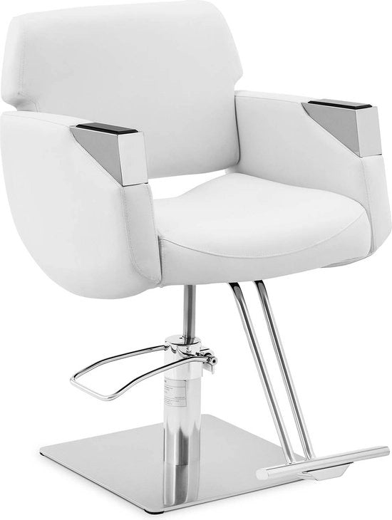 Sedia per barbiere con sostegno per piedi - 480 - 630 mm - 200 kg - Argento, Bianco
