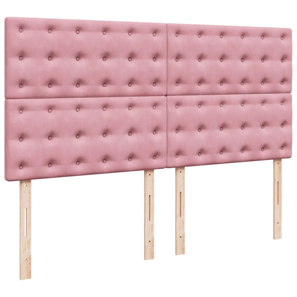 Giroletto a Molle con Materasso Rosa 200x200 cm in Velluto