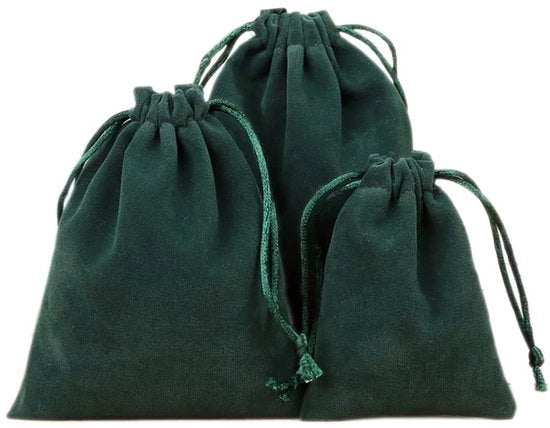 Sacchi di velluto - Decorativi - Corda per appendere - Verde scuro - Sacchetti di regalo - Ideali per matrimoni e feste