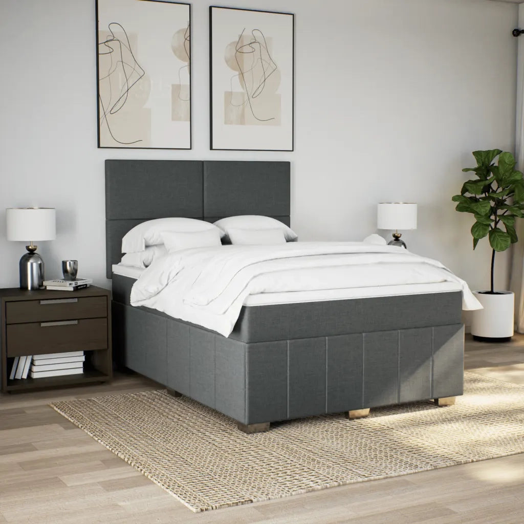 Giroletto a Molle con Materasso Grigio Scuro 140x200cm Tessuto 3291685