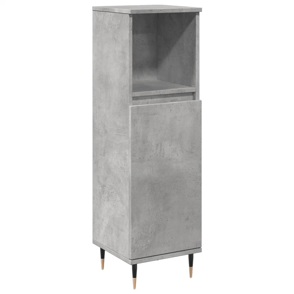 Set Mobili da Bagno | Armadio da bagno 3 pz Grigio Cemento in Legno Multistrato