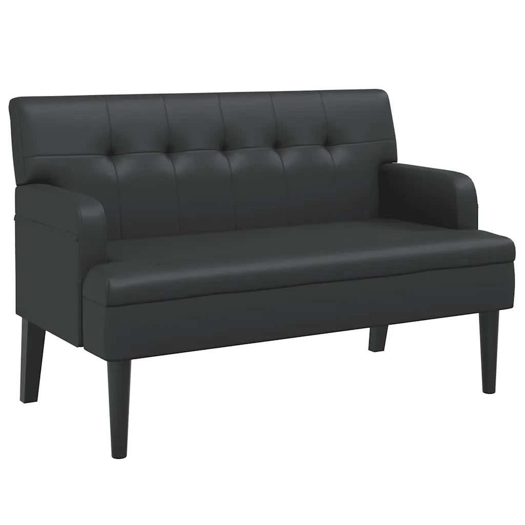 Panca con schienale nera 112x65,5x75 cm in similpelle 372153