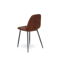 E-STYLO Sedia in similpelle marrone con gambe in metallo antracite, imbottita, 44cm X 50cm H. 84cm.