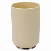 Trade Shop - Bicchiere Porta Spazzolini Dentifricio Beige Silver Accessori Arredo Bagno 79882 -