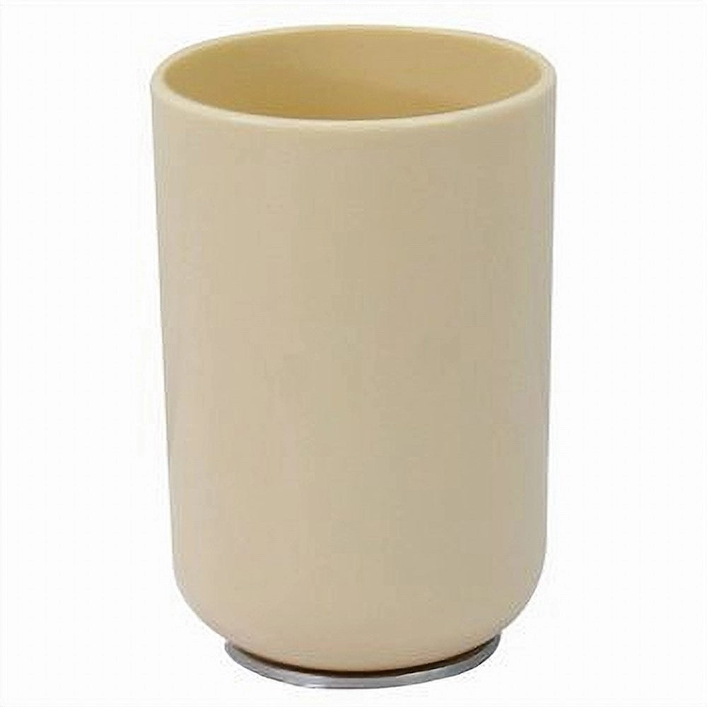 Trade Shop - Bicchiere Porta Spazzolini Dentifricio Beige Silver Accessori Arredo Bagno 79882 -