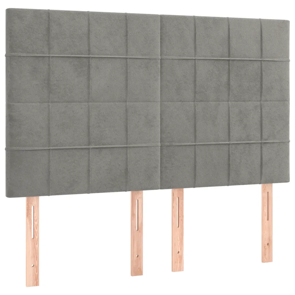 Letto a Molle Materasso e LED Grigio Chiaro 140x190 cm Velluto 3136119