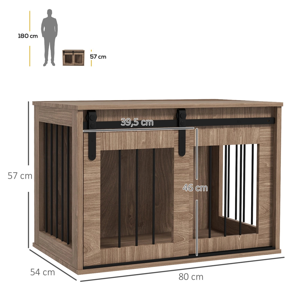 Gabbia per cani e animali domestici ¨C zephmum ¨C effetto legno, metallo, 57x80x54 cm