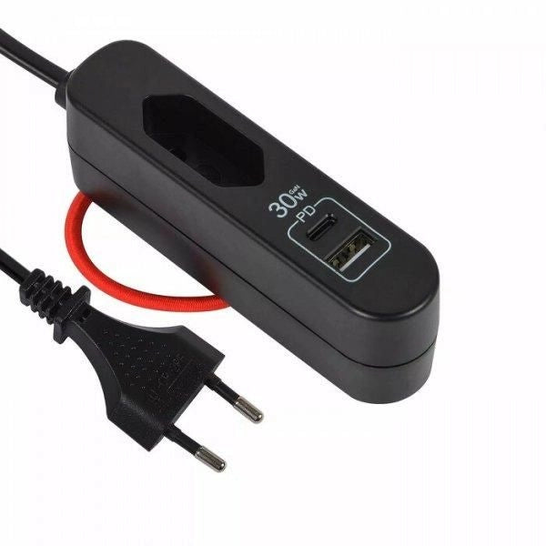 CARICATORE DA VIAGGIO 30W PRESA EU USB C USB A PD GAN 1.5M