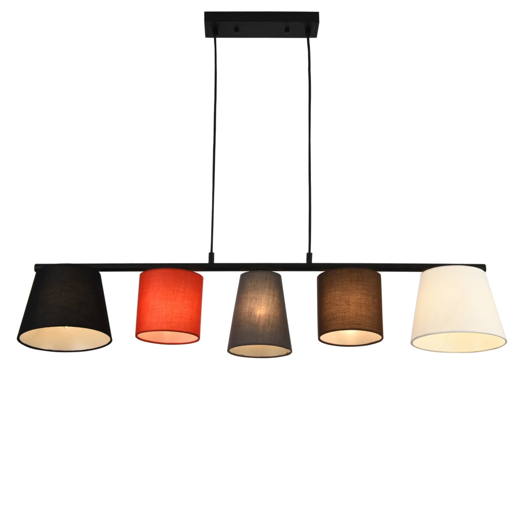 Lampada a sospensione da appendere supporto in metallo e struttura paralume in tessuto 150 cm multicolor 03_0003951