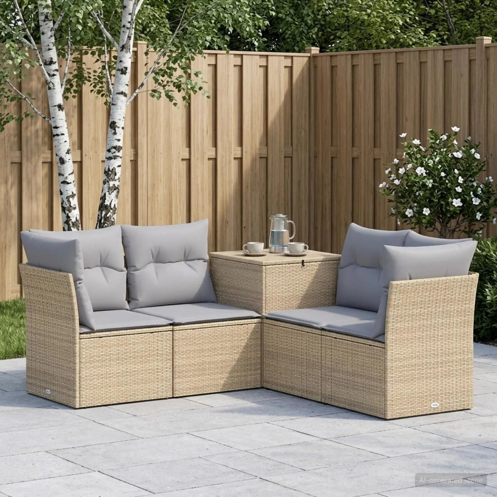 Set di divani 5 pz Beige e Grigio Chiaro 3447845