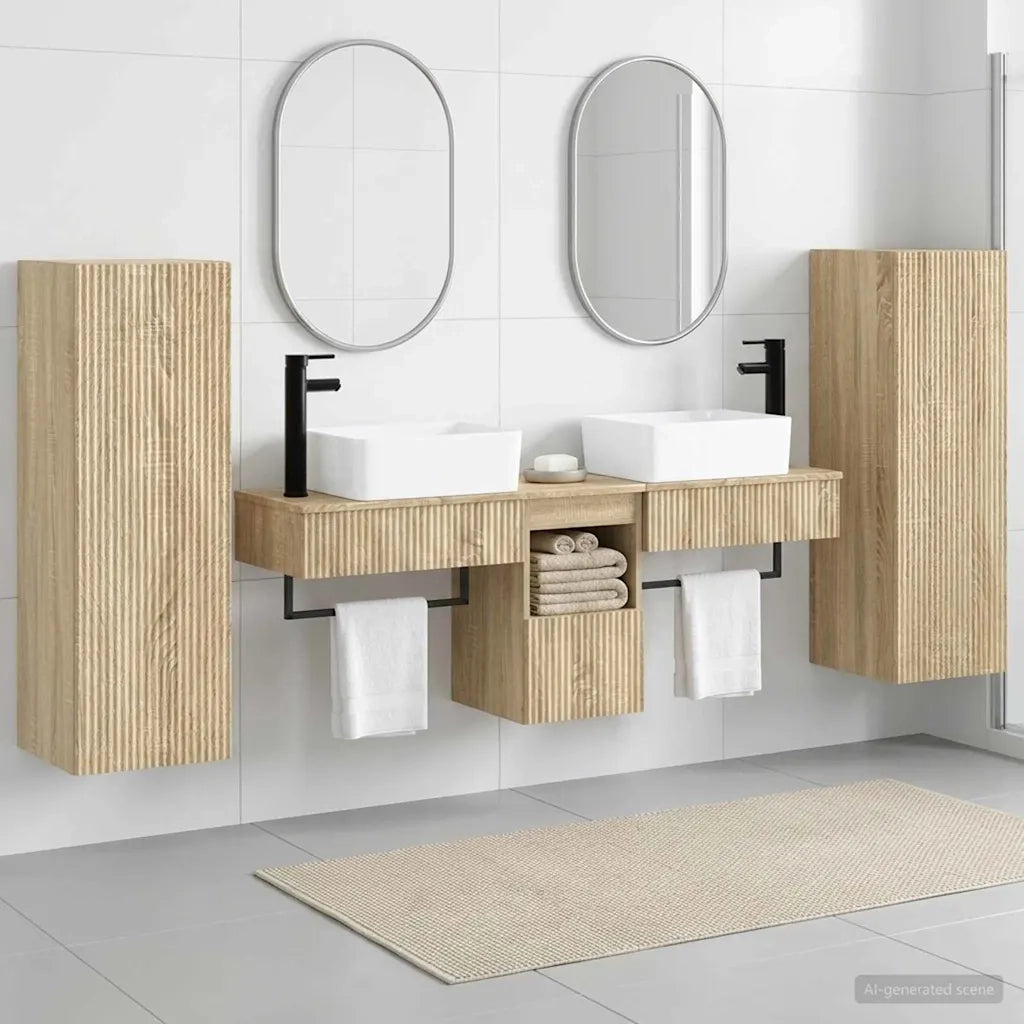 Set di mobili per il bagno 5 pz Rovere Sonoma 3405975