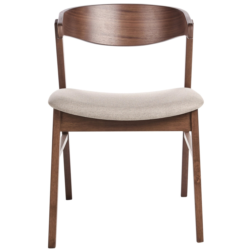 Set di 2 sedie da pranzo in legno e tessuto beige poliestere Gambe in legno di gomma Stile retrò tradizionale