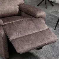 Poltrona Relax Reclinabile Manualmente in Tessuto con Imbottitura Extra, Marrone