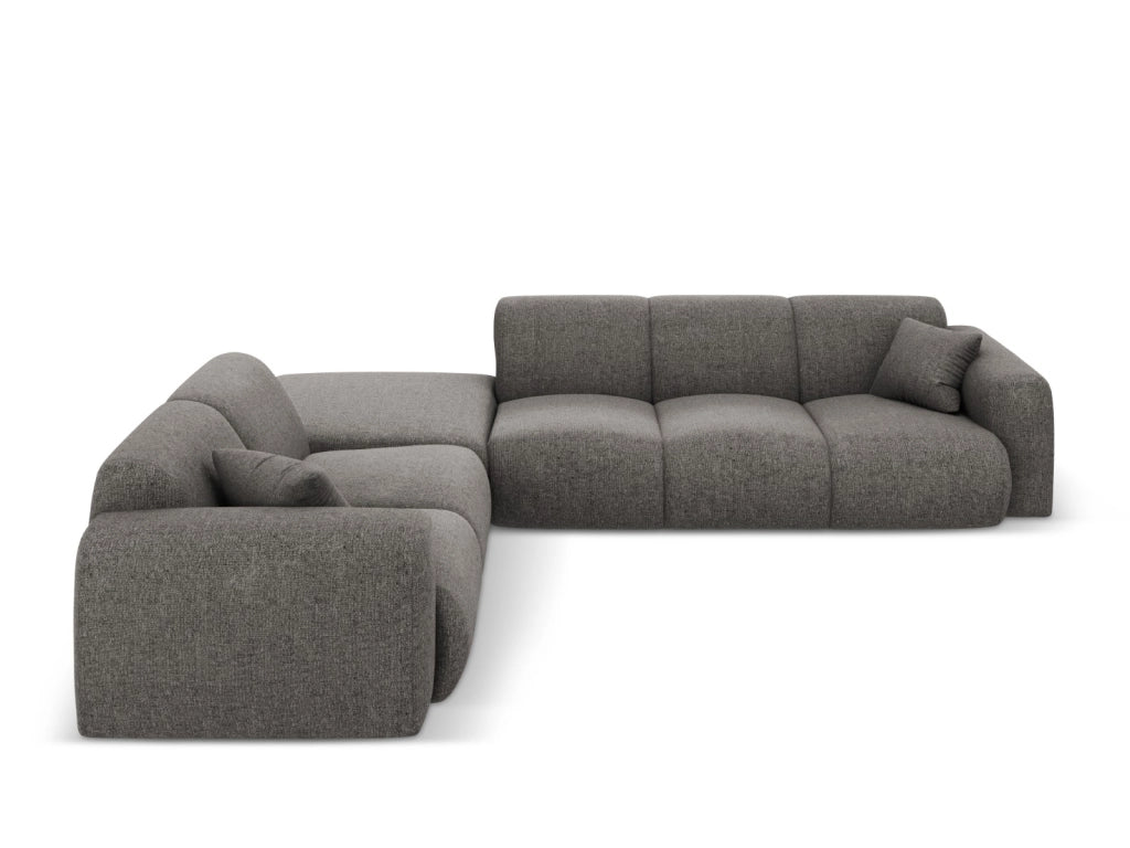 Cosmopolitan Design - Divano angolare sinistro "Nolio" 4 posti in ciniglia grigio 